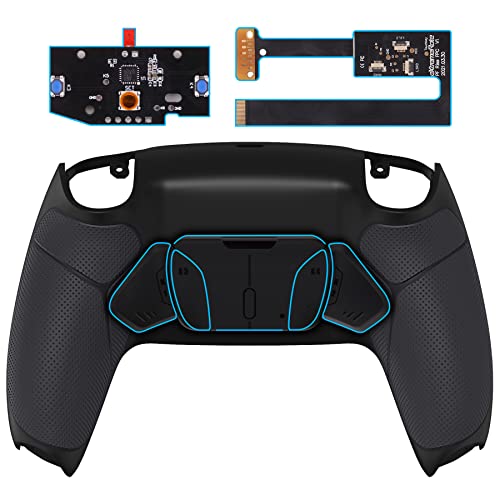 eXtremeRate Black Rubberized Grip Programable RISE4 Remap Kit for PS5 Controller BDM010 BDM020 Models Upgrade Board Redesigned Back Shell 4 Back Buttons for PS5 Controller - Image 1