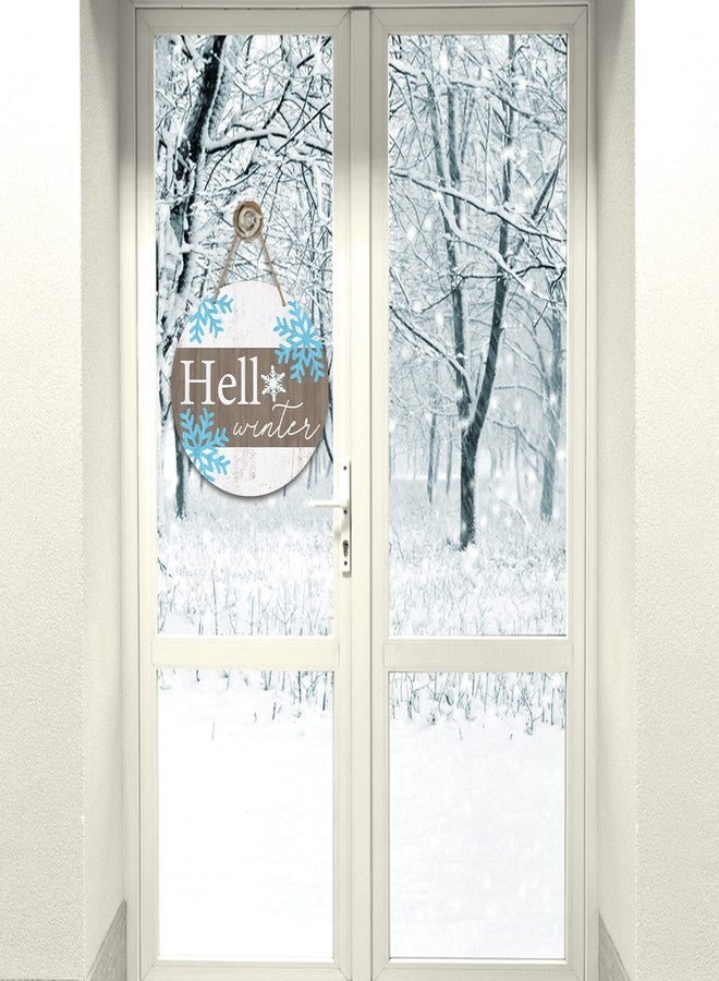 Deroro Hello Winter Sign for Front Door Decor, Winter Welcome Farmhouse Wood Door Hanger for Outdoor Outside Porch, Rustic Snowflakes Wooden Wreath Wall Hanging Decoration - Image 5
