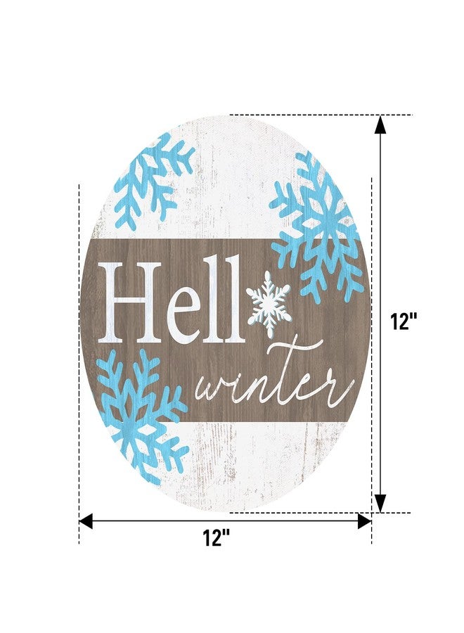 Deroro Hello Winter Sign for Front Door Decor, Winter Welcome Farmhouse Wood Door Hanger for Outdoor Outside Porch, Rustic Snowflakes Wooden Wreath Wall Hanging Decoration - Image 2
