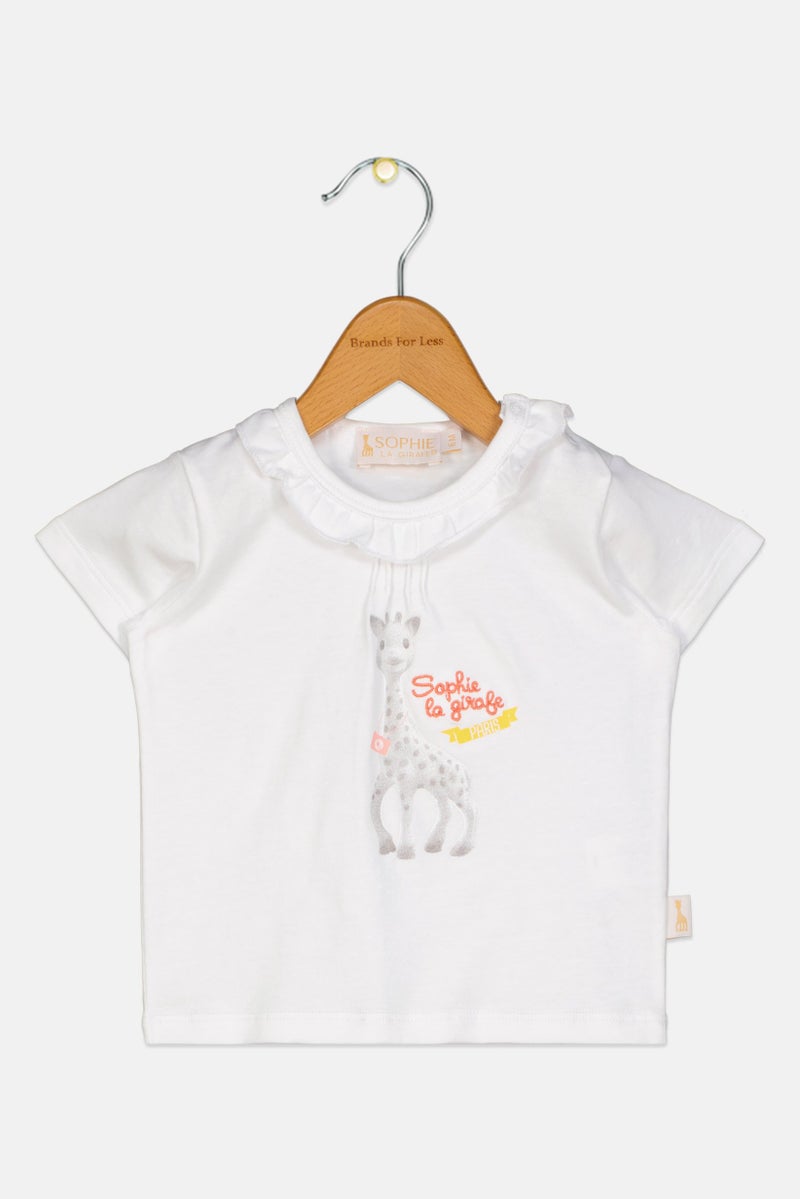 Sophie la girafe تي شيرت جرافيك قصير الأكمام للفتيات الصغيرات، أبيض - Image 1