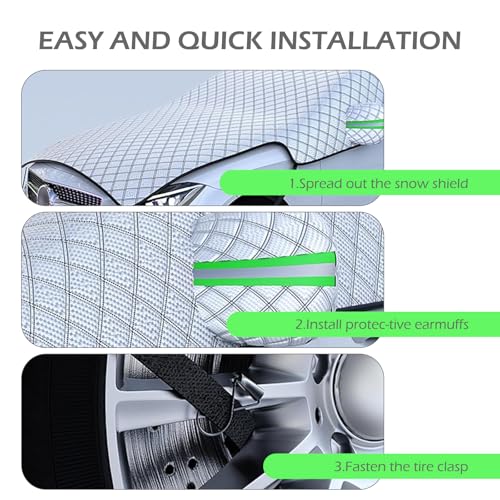 lekiliky Heavy Duty Snow Car Cover, Widened & Thickened Vehicle Hood Windows Protector with Cotton Liner, All Weather Scratch-resistant Insulation Car Body Protector,Universal for Most Cars, SUVs, Trucks - Image 4