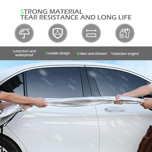 lekiliky Heavy Duty Snow Car Cover, Widened & Thickened Vehicle Hood Windows Protector with Cotton Liner, All Weather Scratch-resistant Insulation Car Body Protector,Universal for Most Cars, SUVs, Trucks - Image 3