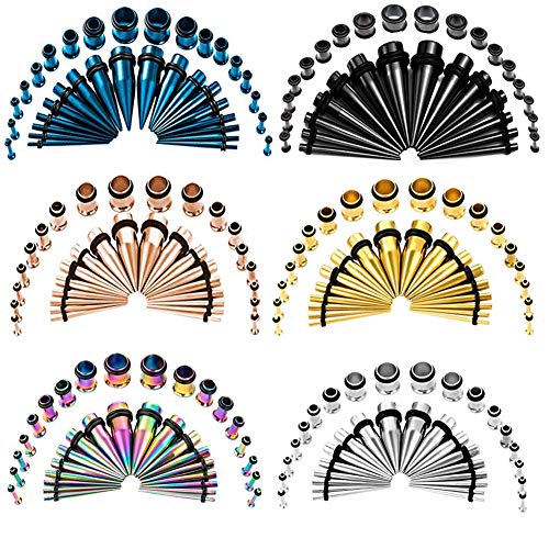 TBOSEN 36 PCS Ear Tapers Stretching Kit Stainless Steel Gauges Plugs Tools Set Eyelet 14g-00g - Image 1