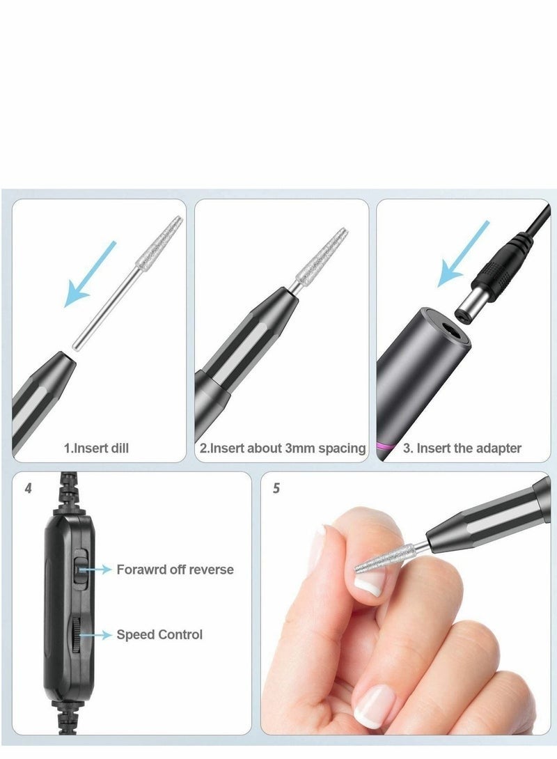 Electric Nail File Professional Electric Nail File Kit, Portable Adjustable Speed, For Shaping, Polishing, Removing Acrylic Gel Nails, Pedicure, Polishing and Styling Machines - Image 2