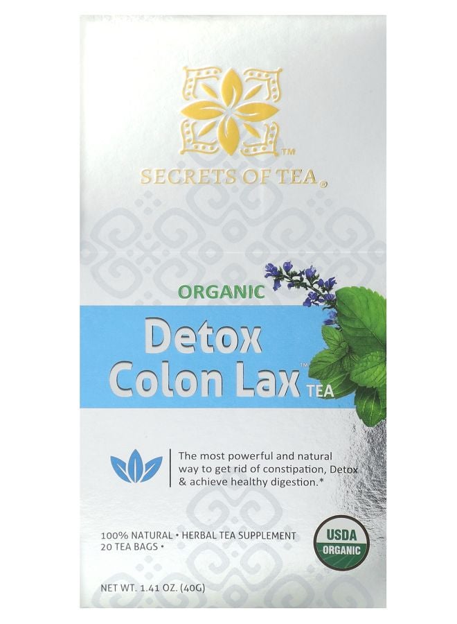 Secrets Of Tea Organic Detox Colon Lax Tea 20 Tea Bags 1.41 oz (40 g) - Image 1
