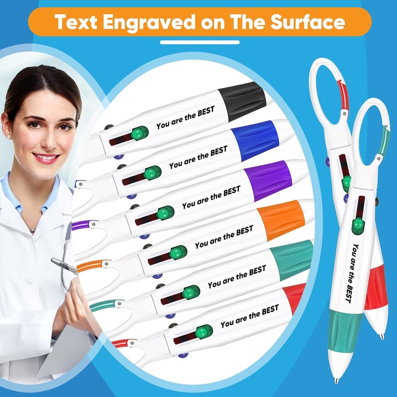 Glenmal 12 قطعة أقلام ممرضة لطيفة هدايا شكر أقلام شاتل قابلة للسحب متعددة الألوان قلم حبر جاف هدايا تقدير هدايا للممرضات والأطباء والعاملين في الرعاية الصحية والموظفين الطبيين ومساعدي التمريض والطلاب - Image 4