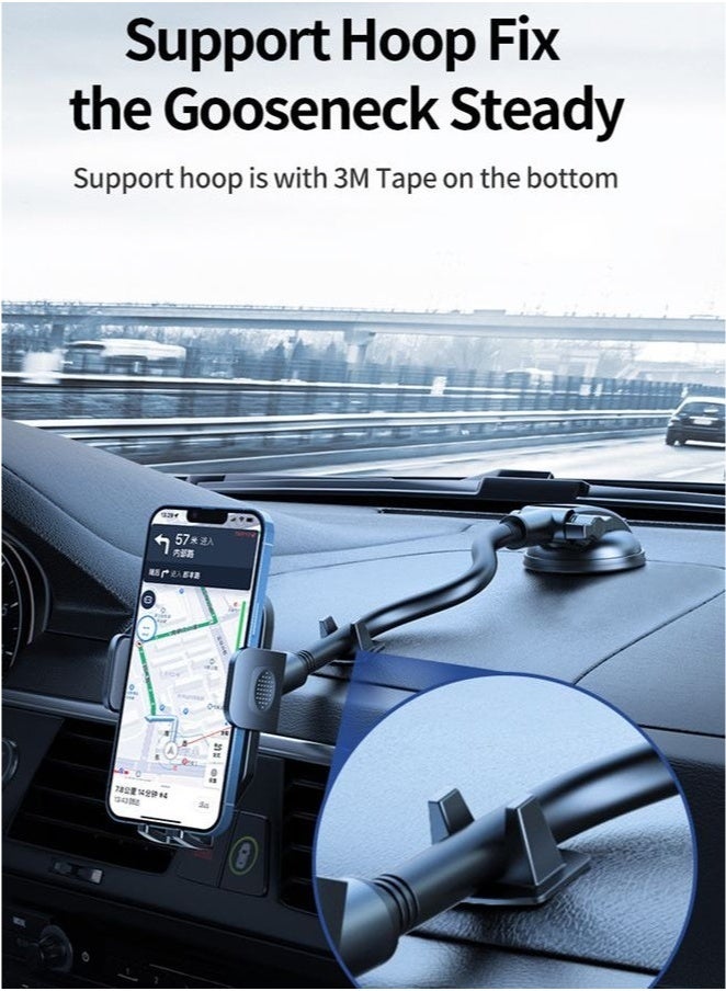 HOOPZOZA Long Arm Car Phone Holder Dashboard Windshield Air Vent Car Phone Mount Anti Shake Strong Suction Car Mobile Holder Rotatable Car Phone Stand Cell Phone Holder for Car with Air Vent Clip For All Phone - Image 3
