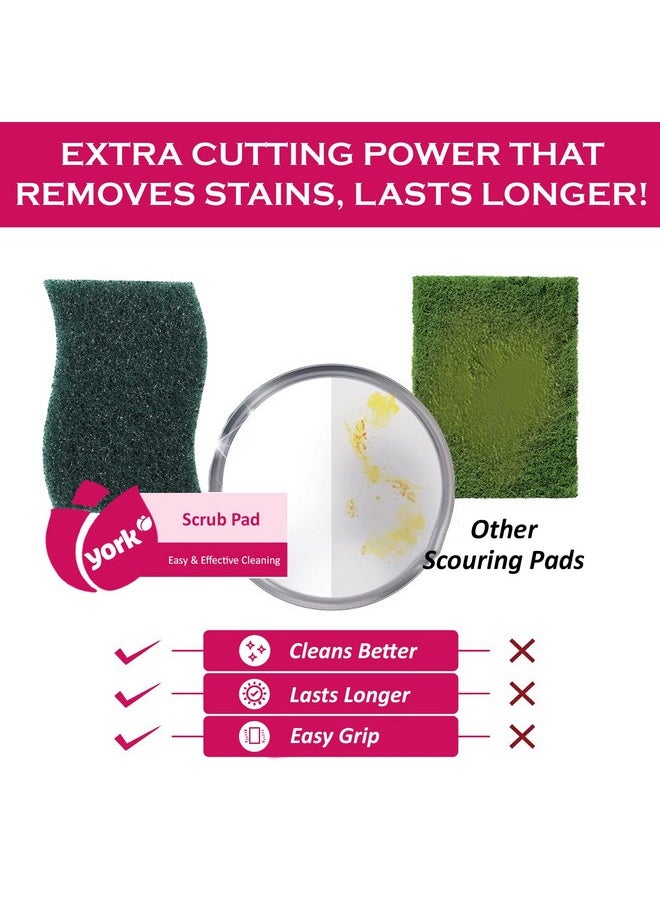 YORK Scouring Scrubby Non-Scratching Scouring Pads Sponge - Pack Of 8 (2 Pcs Each), Gentle And Effective Cleaning Pads For Kitchen, Non-Stick Cookware, Glassware, And Household Surfaces  - Image 2