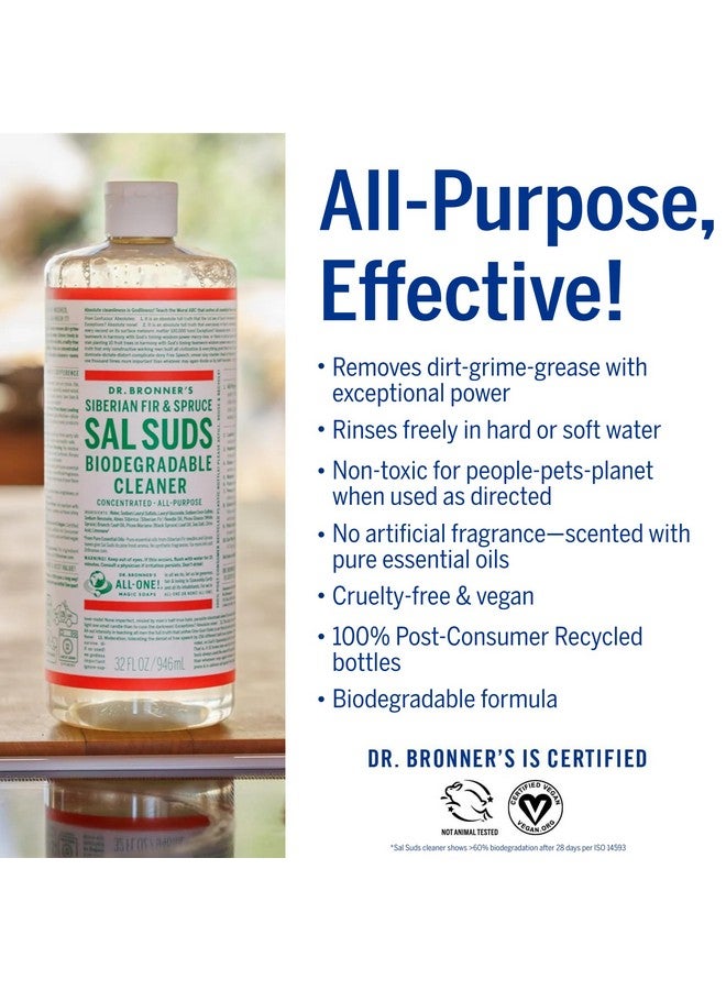 Dr. Bronner's - Sal Suds Biodegradable Cleaner (32 oz, 2-pack) - All-Purpose, Pine Cleaner for Floors, Laundry and Dishes, Concentrated, Cuts Grease and Dirt, Powerful Formula - Image 4