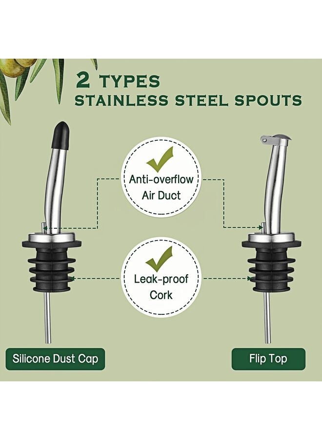LAMAY 17oz Glass Olive Oil Bottle Dispenser - 500ml Clear Oil and Vinegar Cruet with Pourers and Funnel - Carafe Decanter for Kitchen - Image 2