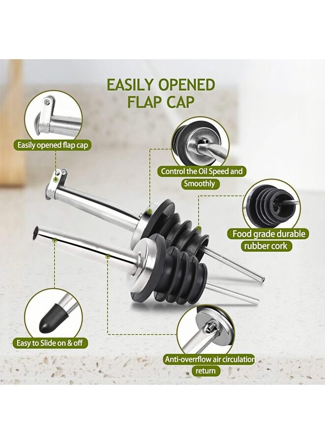 LAMAY 17oz Glass Olive Oil Bottle Dispenser - 500ml Clear Oil and Vinegar Cruet with Pourers and Funnel - Carafe Decanter for Kitchen - Image 5