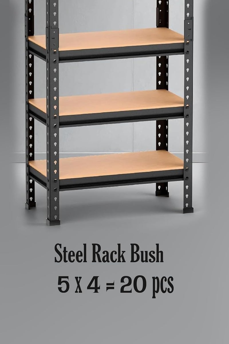 Bush for Steel Rack Legs | 1.5 Inch Both Side | Pure Black PP Plastic | Floor & Rack Protection | Pack of 20 Pieces (5x4) - Image 4