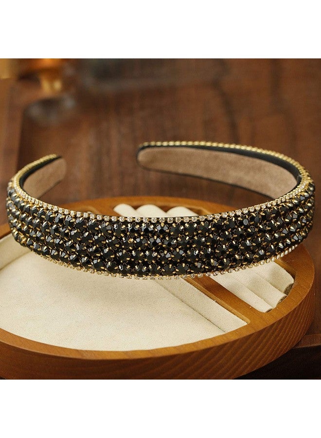 Teppylony Luxury Sparkle Rhinestone Crystal Wideedge Headband Women Lady Handmade Fashion Hairband Hair Hoop Band Hair Accessories For Wedding And Party (B) - Image 3
