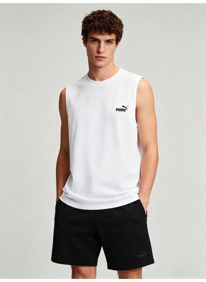 بوما PUMA Men’s Essential Logo Sleeveless Tank Top - White - Image 4
