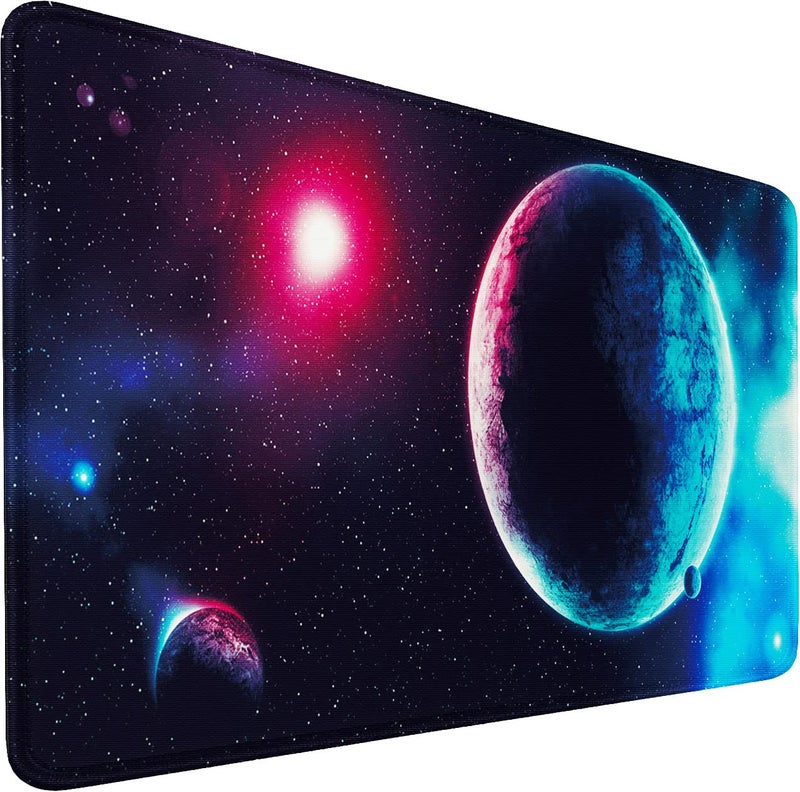 Naukay Gaming Mouse Pad, 31.5x15.7 inch Large Extended Computer Keyboard Mouse Mat, Water Resist Non-Slip Mousepad Rubber Base Long XXL Gaming Mousepad for Work, Office & Home, Space - Image 1