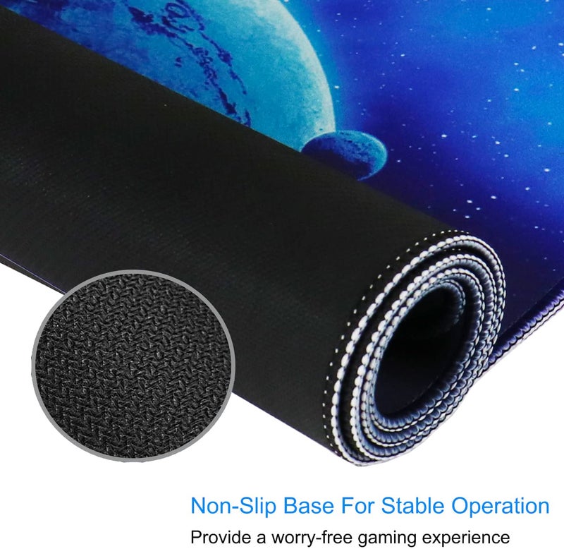 Naukay Gaming Mouse Pad, 31.5x15.7 inch Large Extended Computer Keyboard Mouse Mat, Water Resist Non-Slip Mousepad Rubber Base Long XXL Gaming Mousepad for Work, Office & Home, Space - Image 4