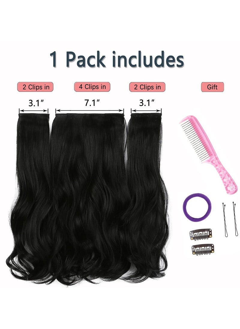 Estelle Clip in Hair Extensions for Women, Synthetic Long Straight ,bodywave ,curly Hairpieces Thick Clip in Hair Extensions with Invisible Clips for lady ,girl (NATURAL BLACK, 3PCS)  - Image 3