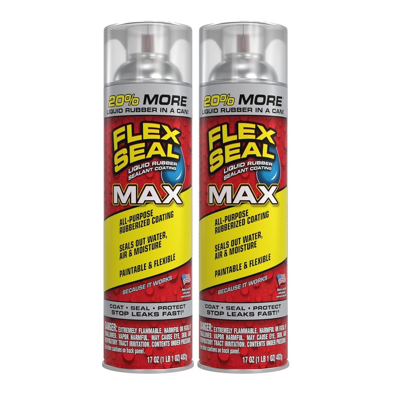 Flex Seal MAX Liquid Rubber Sealant Coating, 17 oz, 2-Pack, Clear - Image 1