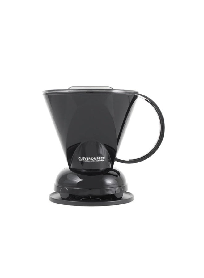 COFFEE DRIPPER BLACK 300ML - MANUAL POUR-OVER BREWER WITH LID, COASTER, BPA-FREE EASTMAN TRITAN PLASTIC, INCLUDES FLAT BOTTOM FILTERS, ERGONOMIC HANDLE, HEAT RETENTION DESIGN