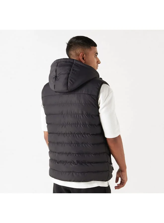 كابا Kappa Quilted Sleeveless Zip Through Jacket with Hood and Pockets
