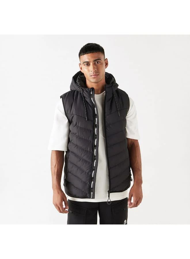 كابا Kappa Quilted Sleeveless Zip Through Jacket with Hood and Pockets