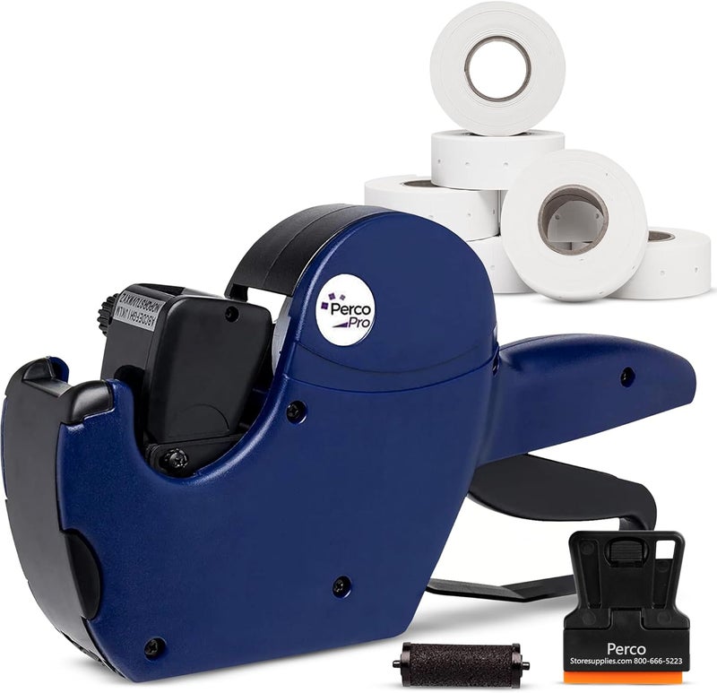 Perco Pro 1 Line Price Gun with Labels Kit, Includes 1 Line Pricing Gun, 10,000 White Labels, with Pre-Loaded Inker - Image 1
