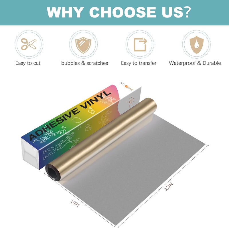 HTVRONT Champagne Gold Chrome Vinyl - 12" x 10FT Matte Metallic Champagne Gold Vinyl for Cricut - Easy to Weed & Transfer Champagne Gold Permanent Vinyl Roll - Image 4