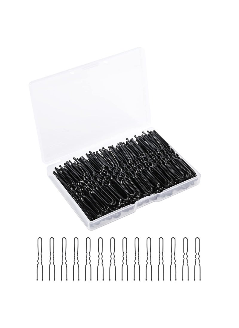 BEoffer - BEoffer U Shaped Hair Pins 200 Count of Buns Waved Hair Pins for Women Girls with Box for Updos French Twists Bobby Pins Hairgrip Hair Grip Hairclip Bulk Hair Accessories Black 24 Inch - Image 1