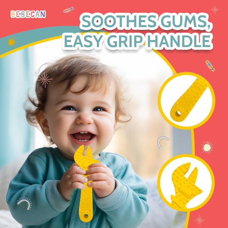 BEBECAN Teething Tools Teether for Baby - 5 Premium Food-Grade Silicone Baby Boy Teething Toys, 2 Straps for Safety and Travel Bag Tool Toys Provide Soothing Relief and Healthy Development. - Image 2