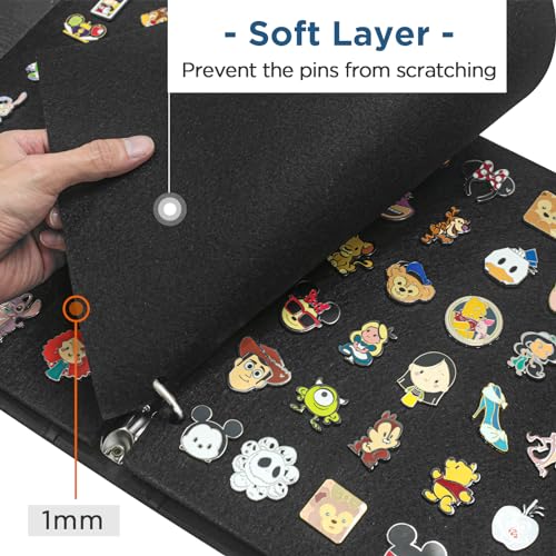 CollectHall Pin Collection Book, Pin Boards for Enamel Pin Display, 280 Pin Capacity, Display and Trade Your Pins, Pin Trading Book, Black - Image 3