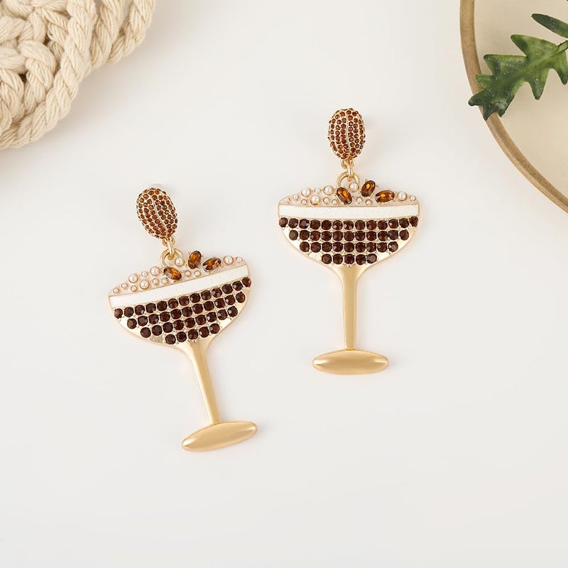 Madison Tyler Espresso Martini Earrings for Women | Gold Plated Dangle Earrings | Fun Drink Dangle Earrings for Women Jewelry Gifts - Image 5