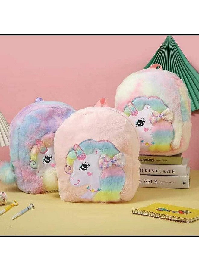 Tickles Tickles Cute Unicorn Soft Plush Bag For Kids School Backpack Birthday Gift School Picnic Vacation (Color: Multicolor; Size: 35 Cm)  - Image 3