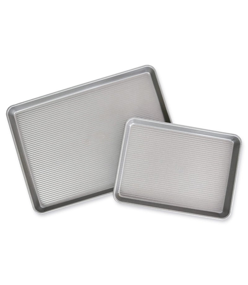 USA Pan Nonstick Half Sheet Pan and Quarter Sheet Pan Set of 2 Aluminized Steel