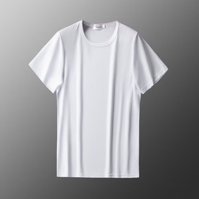 Ice Silk Short-sleeved T-shirt Mens Mesh Thin Half-sleeved Sports Clothes Cold Breathable Work Base Shirt White - Image 1