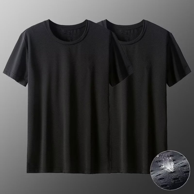 Ice Silk Short-sleeved T-shirt Mens Mesh Thin Half-sleeved Sports Clothes Cold Breathable Work Base Shirt White - Image 5
