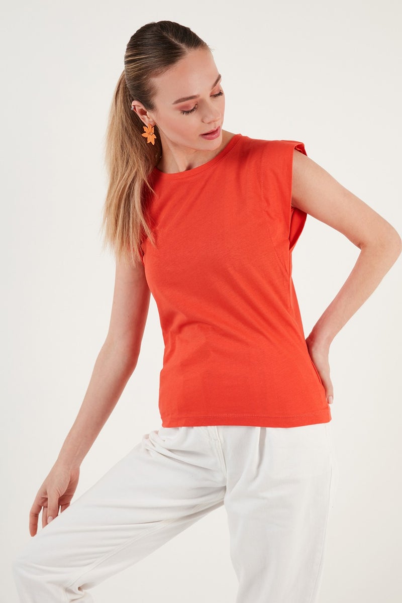 Lela 100% Cotton Crew Neck Sleeveless T Shirt Women's T Shirt 5864019  - Image 1