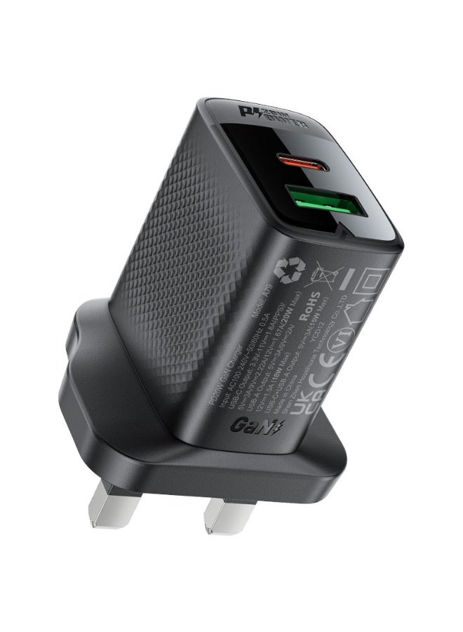 ACEFAST Fast Wall Charger A79 PD20W, Dual Port Charger 1 USB A & 1 UCB C,  Shell Texture Design, UK plug,  Suitable for Fast Charging of devices such as phones / tablets / game consoles, etc. - Image 5