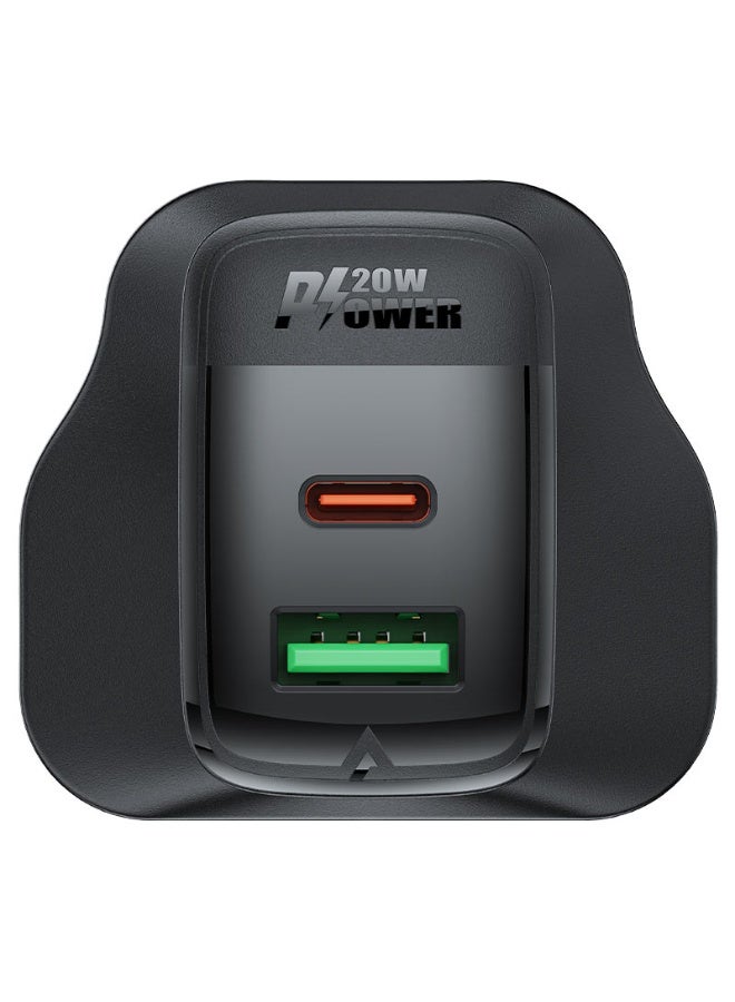 ACEFAST Fast Wall Charger A79 PD20W, Dual Port Charger 1 USB A & 1 UCB C,  Shell Texture Design, UK plug,  Suitable for Fast Charging of devices such as phones / tablets / game consoles, etc. - Image 4