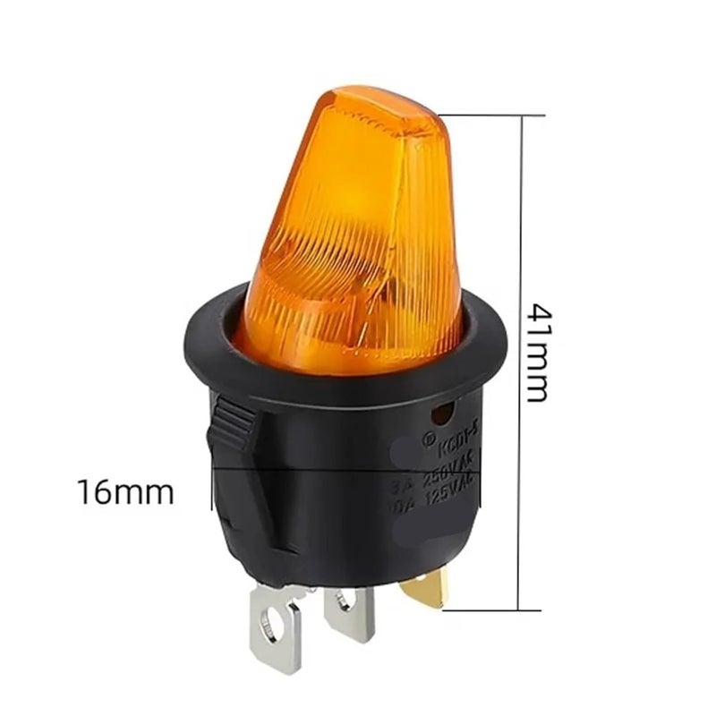 مفتاح روكر أصفر 12 فولت مضاء زر تبديل تشغيل/إيقاف للسيارة والمحرك - Image 4