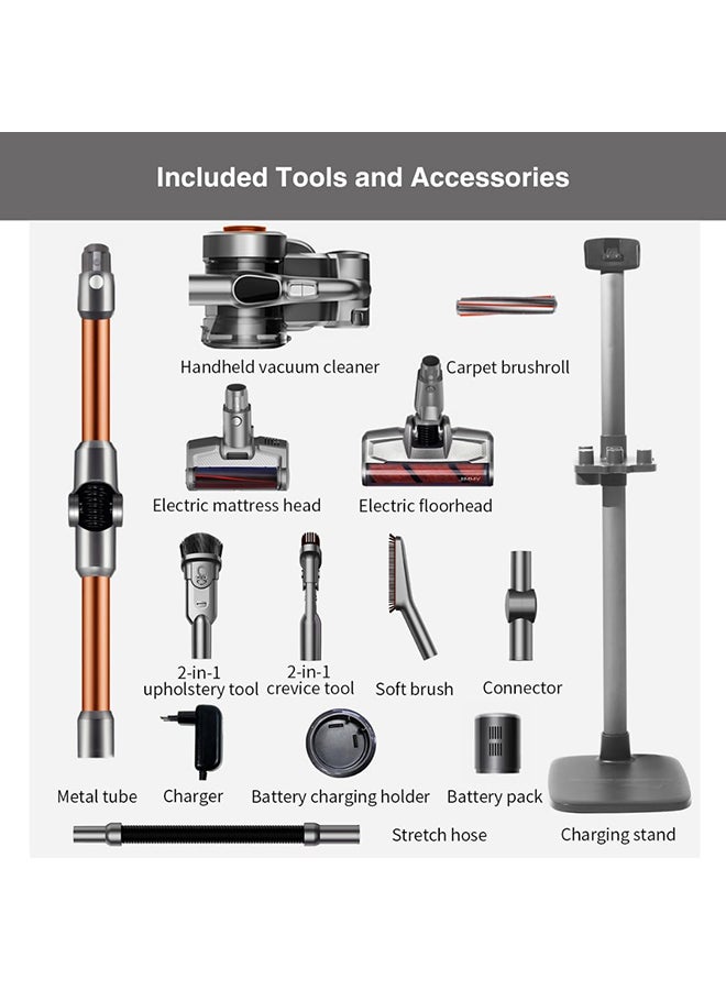 Jimmy Cordless Vacuum Cleaner, Muliti-surface Flexible HEPA Stick Vacuum, Removable Battery, 600W, 25Kpa, 80 Min Runtime, Motorised Tool, Stretch Hose, Charging Station 600 ml 600 W ‎H9 Pro Graphite/Gold - Image 5