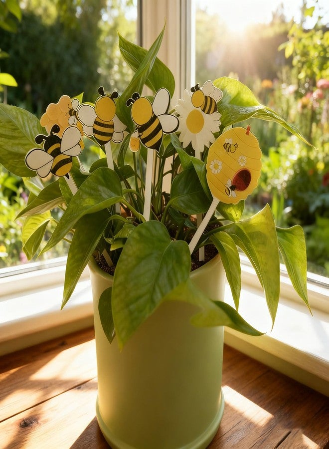 Toosunny 21 Pcs Bee Wooden Picks, Cute Honeybee Decorative Picks for Vase Filler, Farmhouse Autumn Theme Decorations for Home, Baby Shower Party Supplies - Image 5