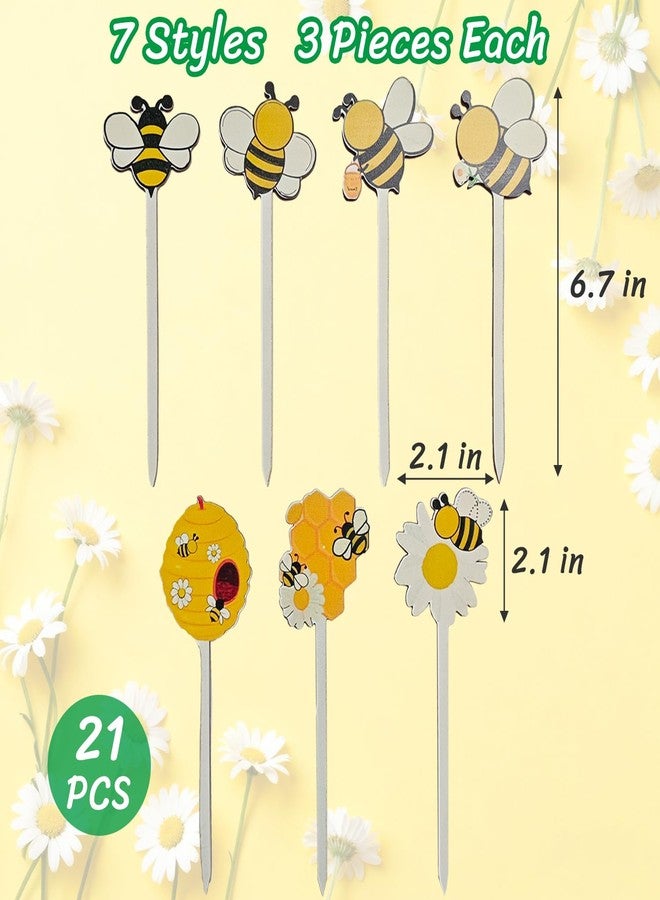 Toosunny 21 Pcs Bee Wooden Picks, Cute Honeybee Decorative Picks for Vase Filler, Farmhouse Autumn Theme Decorations for Home, Baby Shower Party Supplies - Image 3