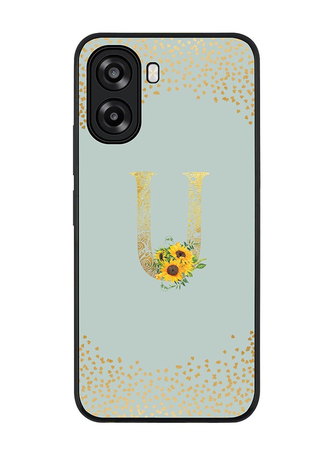 Stylizedd For Oppo A6t 5G / A6t 4G Case,Slim fit Camera Protection, Shockproof Thin Phone cover  - Custom Floral Monogram - U  (Light Grey ) - Image 1