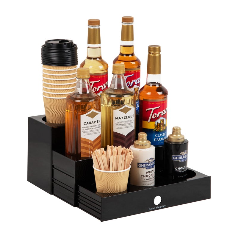 Mind Reader Coffee Syrup Station Coffee Bar Accessories Countertop Organizer Acrylic 1425 L x 125 W x 7 H Black