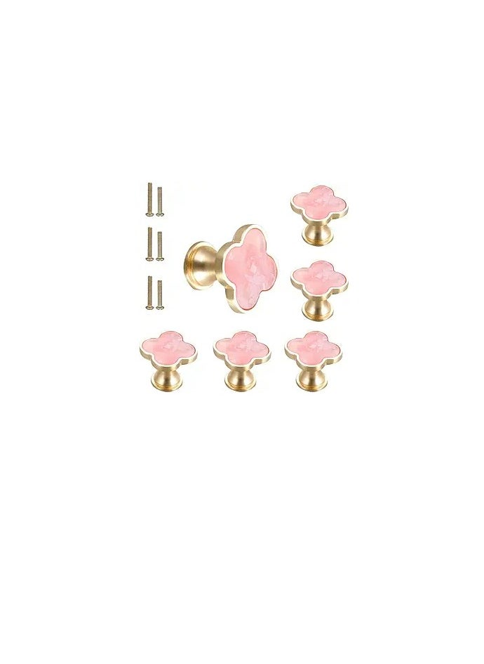 Oasisgalore 6-Pack Pink Clover Knobs Pull Handles for Dressers, Cabinets, Drawers, and Furniture  - Image 1