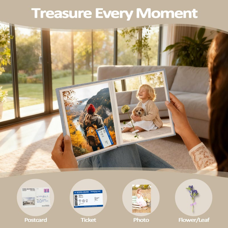 popotop ألبوم صور بوبوتوب 2 حزمة 4x6 صور، ألبومات صور صغيرة من الكتان مع 40 جيب، هدايا عيد ميلاد للنساء والأمهات والعائلة والرضع - Image 5