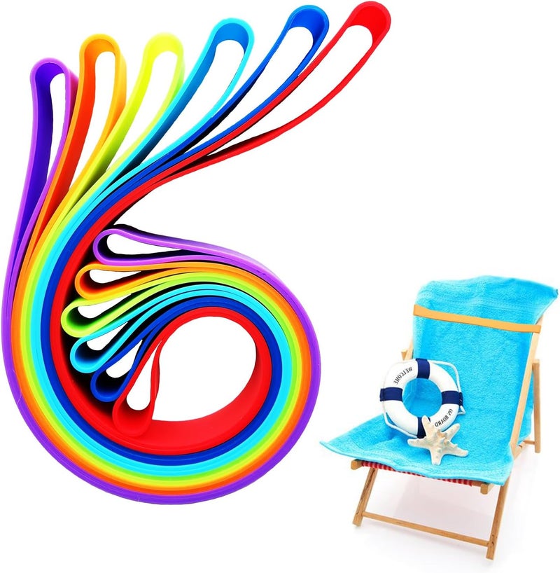 Towel Clips 6 Multi-Color Silicone Windproof Design - Strong Elasticity Rustproof Reusable Towel Bands for Beach Pool Cruise Camping Indoor Outdoor Use - Image 2
