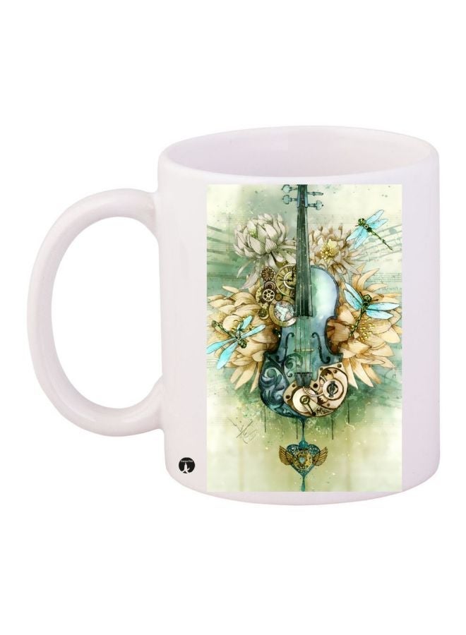 RYN Guitar Printed Coffee Mug White/Green/Blue 11ounce 