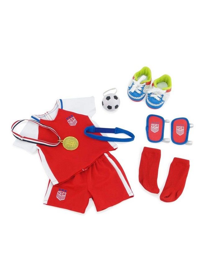 Emily Rose Doll Clothes 18 Inch Doll 9 Piece 18" Doll Usa Soccer Uniform Set, Including Gold Medal , Soccer Cleats & Face Stickers - Image 5