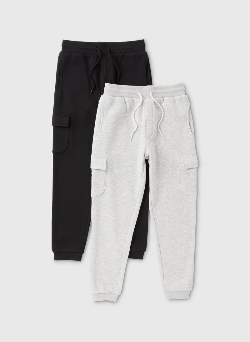 Matalan 2 Pack Boys Black/Grey Jogging Bottoms